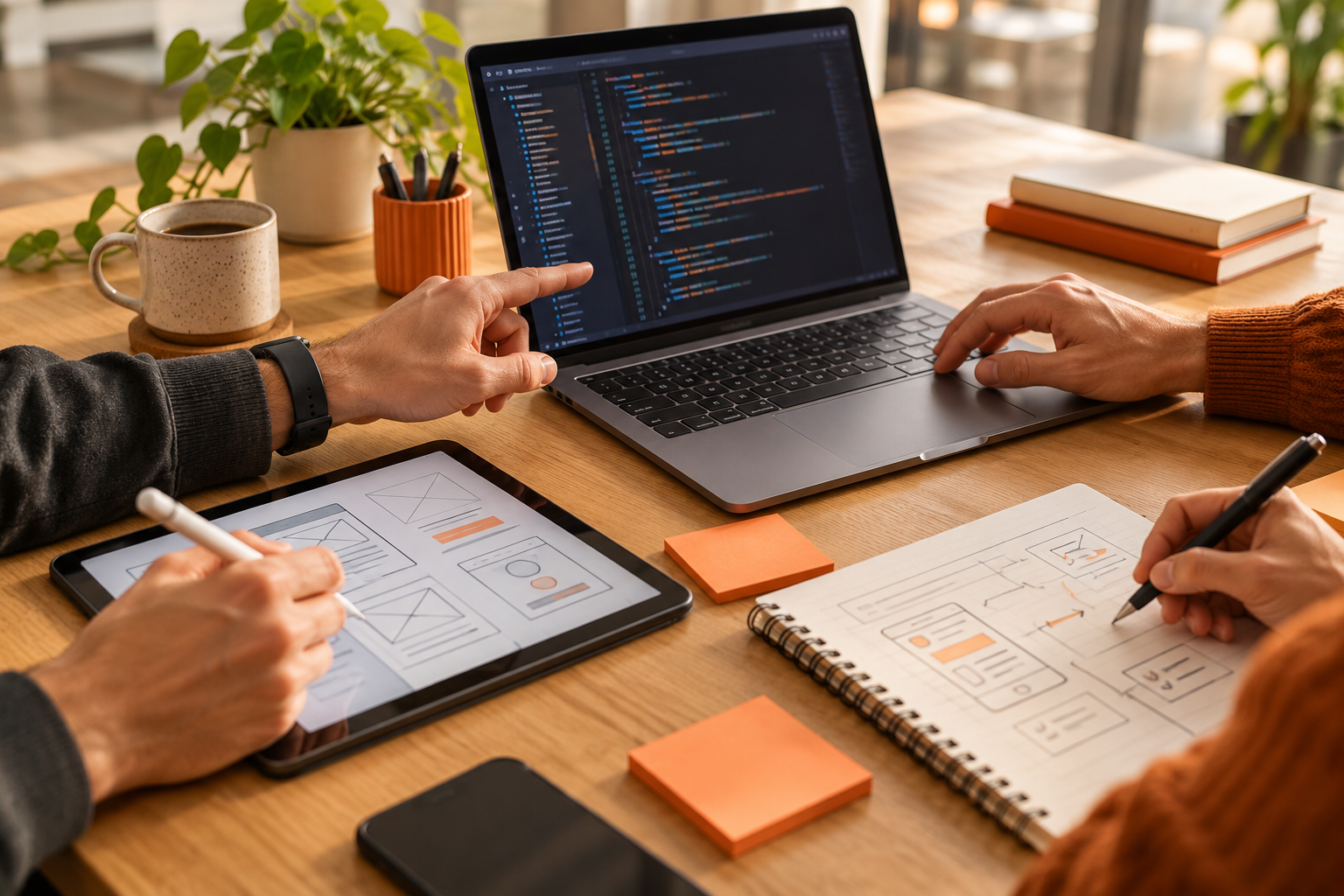 Illustration of software design and development collaboration
